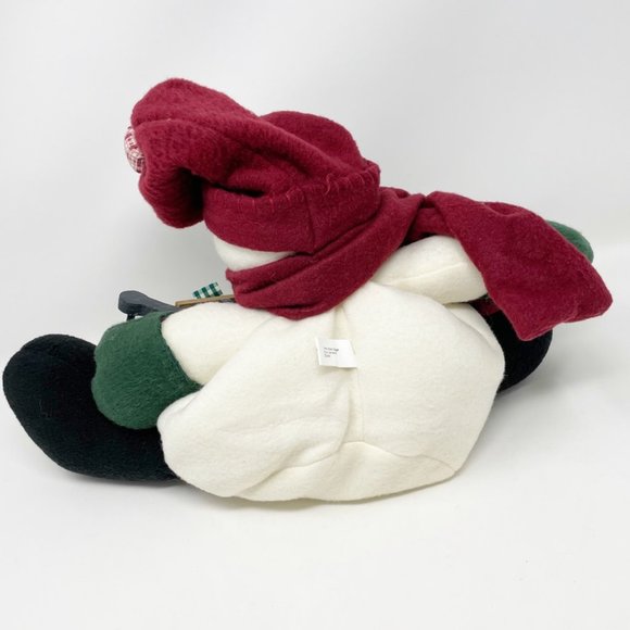 Snowman Plush Merry Christmas wood sled decoration stuffed  10" x  15" sitting - Picture 5 of 8